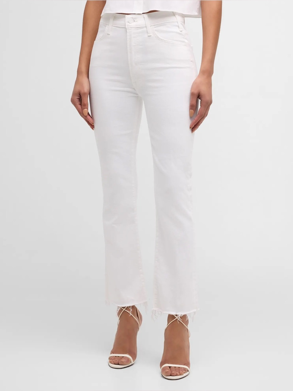 MOTHER The Hustler Ankle Fray Jeans Fairest of Them All White Size 26